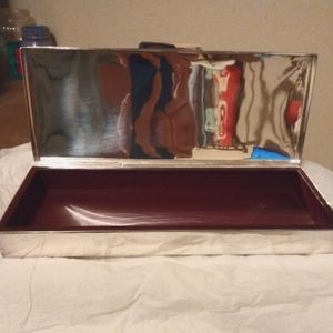 Silver plated jewelry box wood on inside